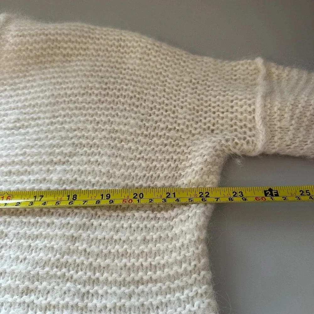 Free People Alpaca Blend Oversized V-Neck Sweater in Cream | Size XS